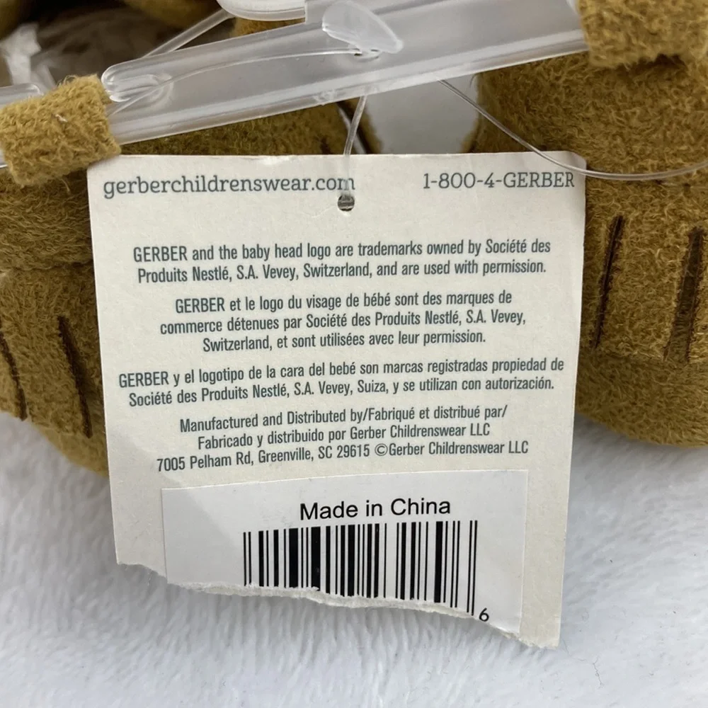 Gerber Tan Baby Moccasins with Bow NWT 3-6 mos